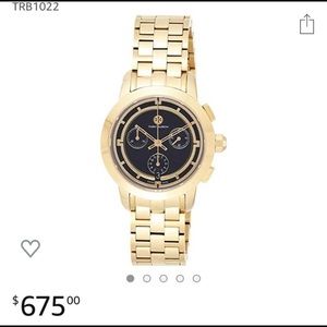 Tory Burch Swiss Chronograph Watch Gold with Black Face Great Condition!